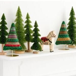 Christmas folk tree decor fabric gold stand new with tags holiday decoration